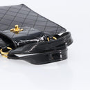 CHANEL Matelasse Hand Bag Patent Leather Black Gold CC Auth bs38065-7