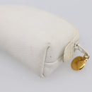 CHANEL Pouch Caviar Skin White Gold CC Auth bs38066-11