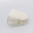 CHANEL Pouch Caviar Skin White Gold CC Auth bs38066-5