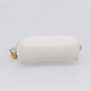 CHANEL Pouch Caviar Skin White Gold CC Auth bs38066-7