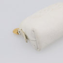 CHANEL Pouch Caviar Skin White Gold CC Auth bs38066-9