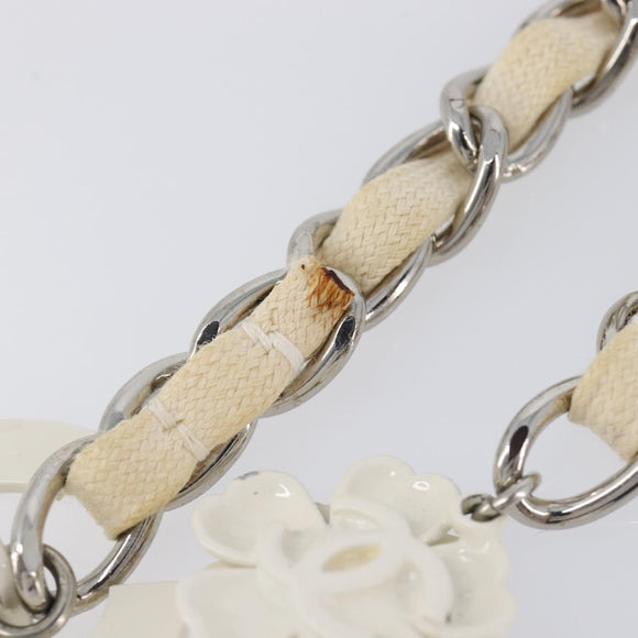 CHANEL Chain Belt Metal 31.5"" Silver CC Auth bs38068