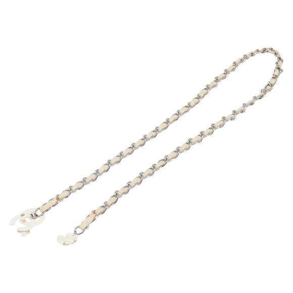 CHANEL Chain Belt Metal 31.5"" Silver CC Auth bs38068