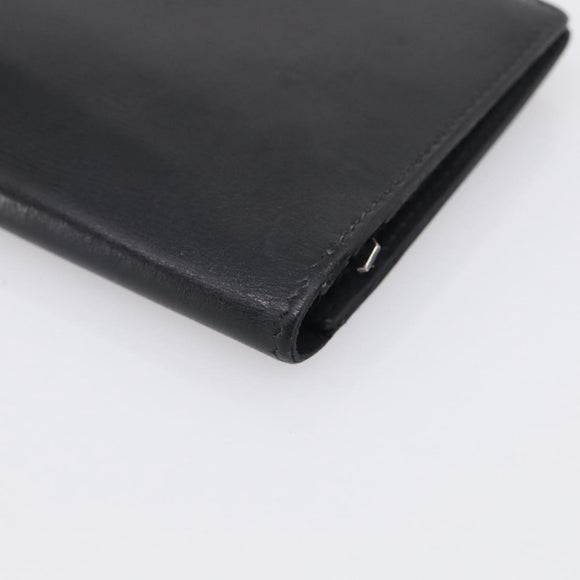 HERMES Bairn Classic Long Wallet Leather Black Gold Auth bs38071