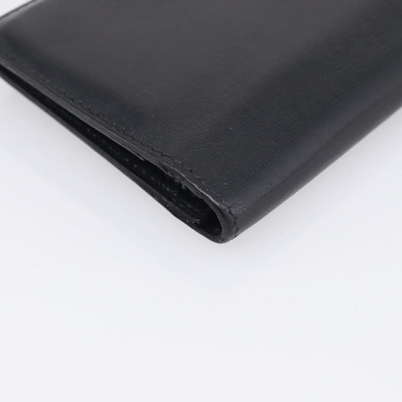 HERMES Bairn Classic Long Wallet Leather Black Gold Auth bs38071
