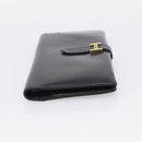 HERMES Bairn Classic Long Wallet Leather Black Gold Auth bs38071-5