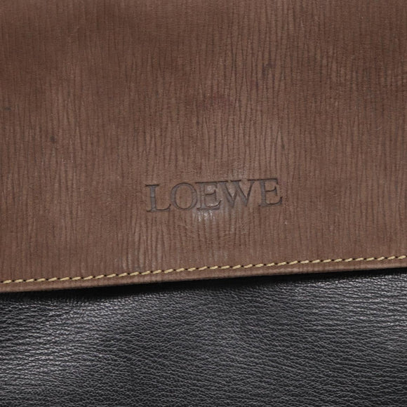 LOEWE Velazquez Hand Bag Leather 2way Black Gold Auth bs38072