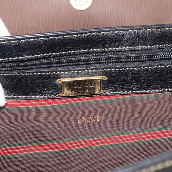 LOEWE Velazquez Hand Bag Leather 2way Black Gold Auth bs38072