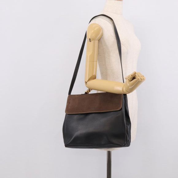 LOEWE Velazquez Hand Bag Leather 2way Black Gold Auth bs38072