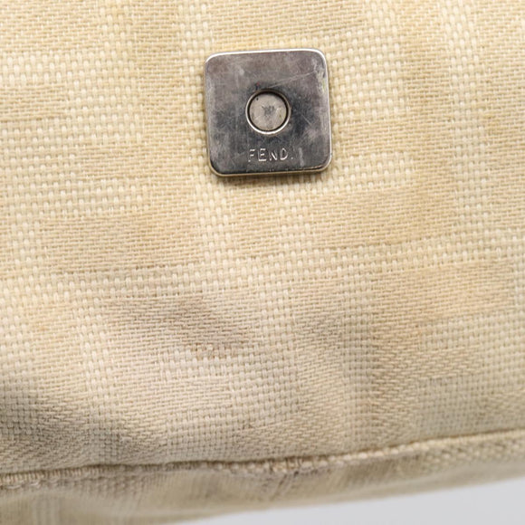 FENDI Zucca Canvas Mamma Baguette Shoulder Bag Beige Silver Auth bs38073A