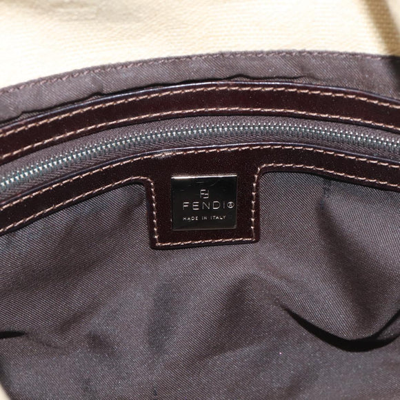FENDI Zucca Canvas Mamma Baguette Shoulder Bag Beige Silver Auth bs38073A