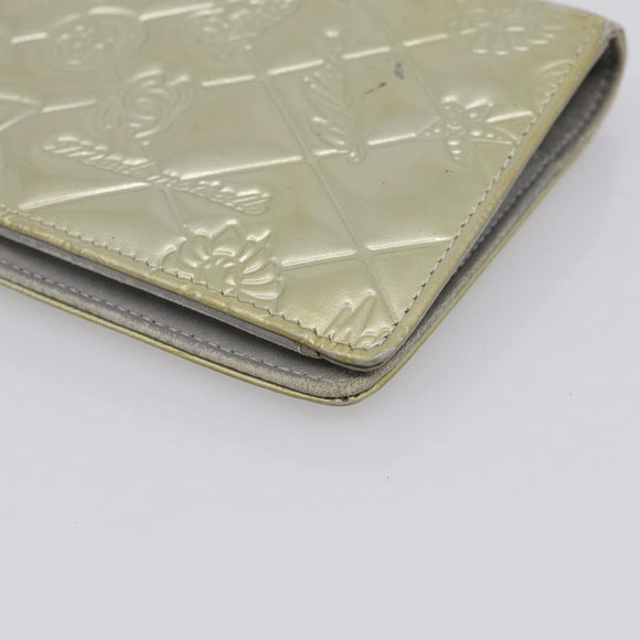 CHANEL Icon Line Long Wallet Leather Champagne Gold CC Auth bs38074