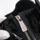 CHANEL Chain Matelasse Shoulder Bag Patent Leather Black Silver CC Auth bs38075-14