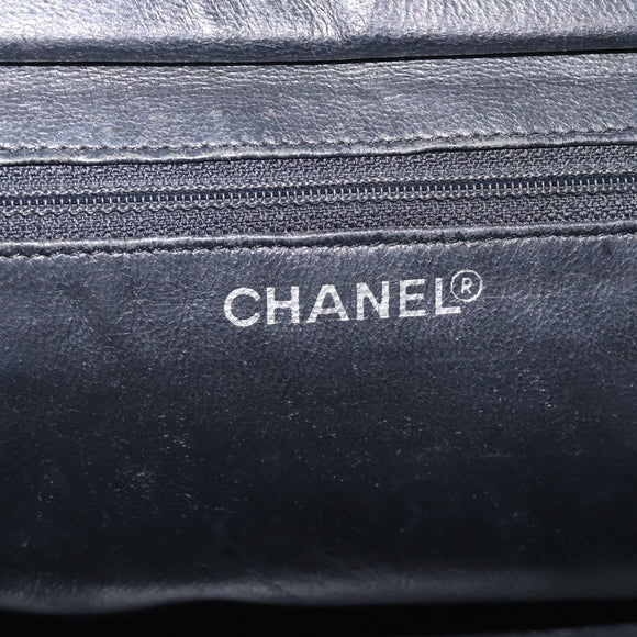 CHANEL Chain Matelasse Shoulder Bag Patent Leather Black Silver CC Auth bs38075