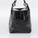 CHANEL Chain Matelasse Shoulder Bag Patent Leather Black Silver CC Auth bs38075-4