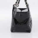 CHANEL Chain Matelasse Shoulder Bag Patent Leather Black Silver CC Auth bs38075-5