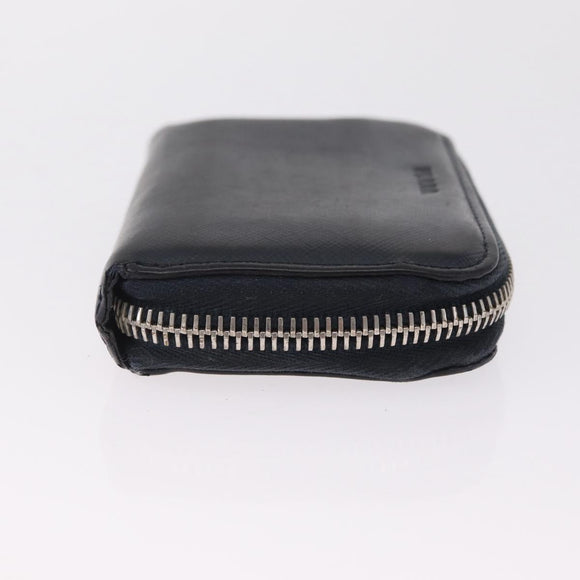 PRADA Wallet Leather 2 Set Black Blue Auth bs38081