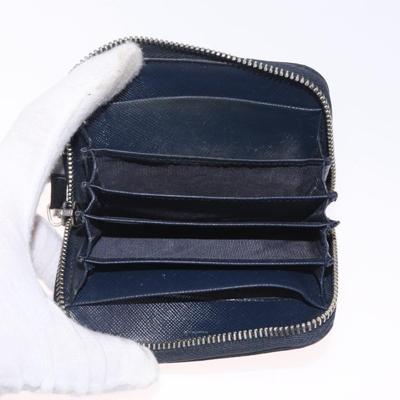 PRADA Wallet Leather 2 Set Black Blue Auth bs38081