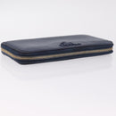 PRADA Wallet Leather 2 Set Black Blue Auth bs38081-5