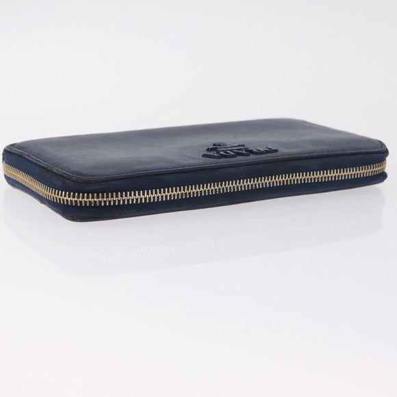 PRADA Wallet Leather 2 Set Black Blue Auth bs38081
