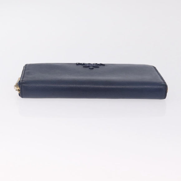 PRADA Wallet Leather 2 Set Black Blue Auth bs38081