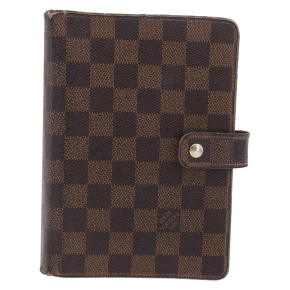 LOUIS VUITTON Damier Ebene Day Planner Cover Leather 2 Set LV Auth bs38083