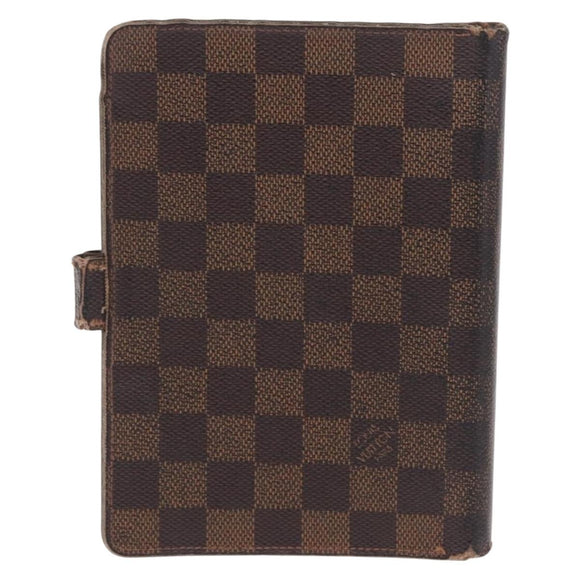 LOUIS VUITTON Damier Ebene Day Planner Cover Leather 2 Set LV Auth bs38083