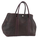 HERMES Amazonia Garden Party PM Hand Bag Leather Brown Silver Auth bs38084-1