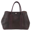 HERMES Amazonia Garden Party PM Hand Bag Leather Brown Silver Auth bs38084-2
