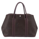 HERMES Amazonia Garden Party PM Hand Bag Leather Brown Silver Auth bs38084-3