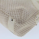 CHANEL Shoulder Bag Canvas Leather White CC Auth bs6137-9