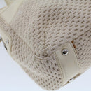 CHANEL Shoulder Bag Canvas Leather White CC Auth bs6137-14