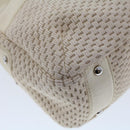 CHANEL Shoulder Bag Canvas Leather White CC Auth bs6137-16