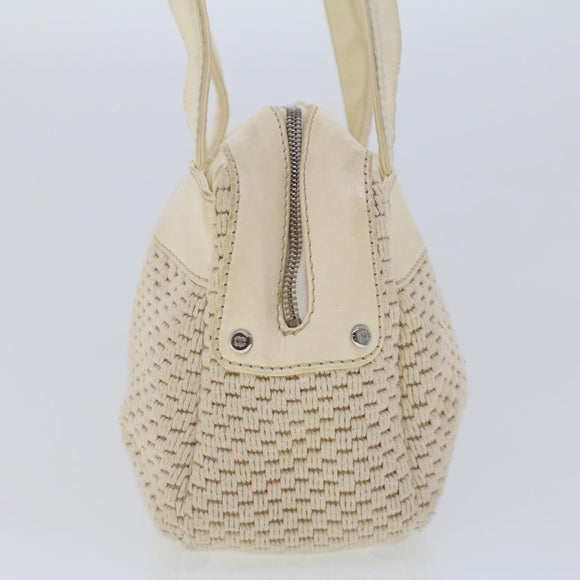 CHANEL Shoulder Bag Canvas Leather White CC Auth bs6137