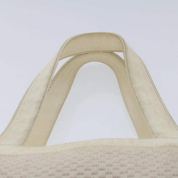 CHANEL Shoulder Bag Canvas Leather White CC Auth bs6137