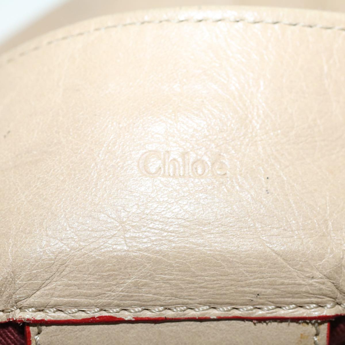 Chloe Victoria Hand Bag Leather Beige Auth bs6433