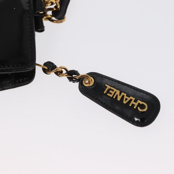 CHANEL Chain Shoulder Bag Patent leather Black CC Auth bs6435