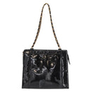 CHANEL Chain Shoulder Bag Patent leather Black CC Auth bs6435-2