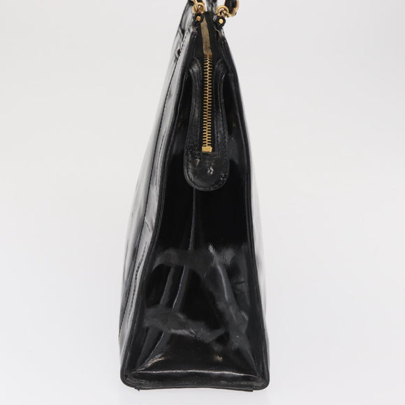 CHANEL Chain Shoulder Bag Patent leather Black CC Auth bs6435