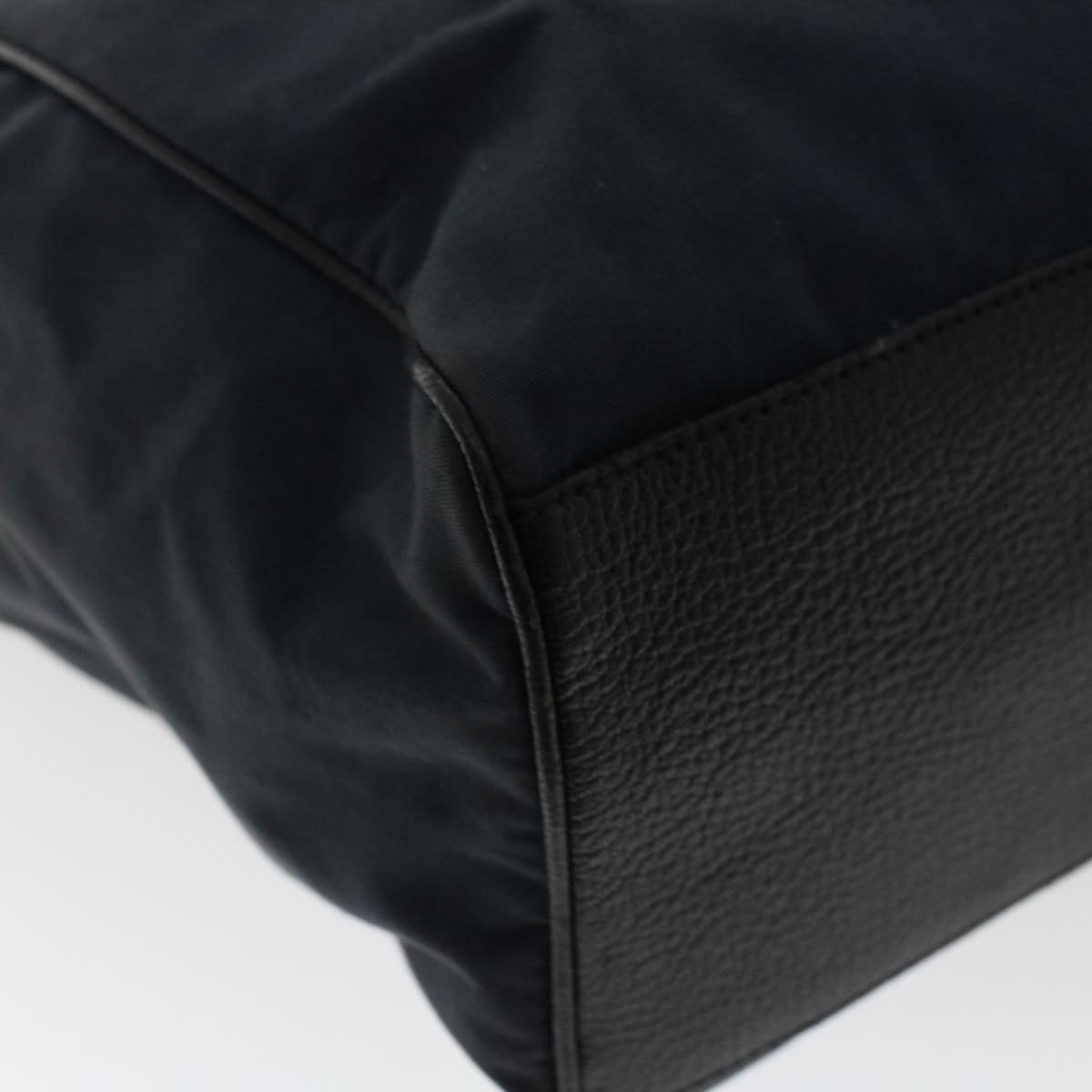 PRADA Tote Bag Canvas Leather Black Auth bs6724