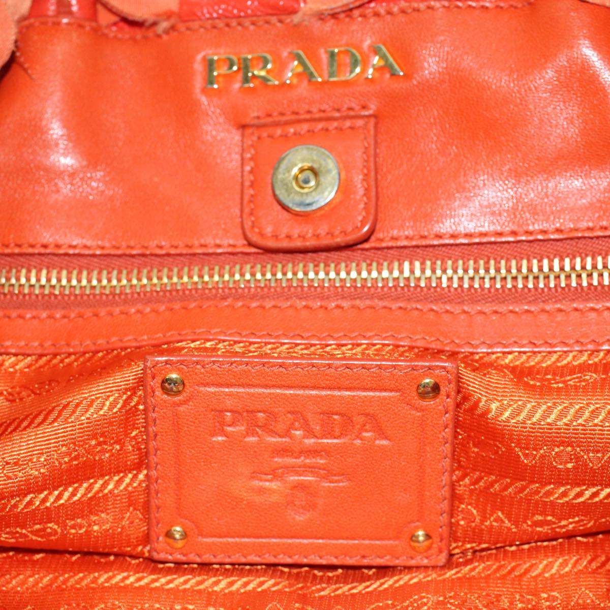 PRADA Hand Bag Nylon Orange Auth bs6737