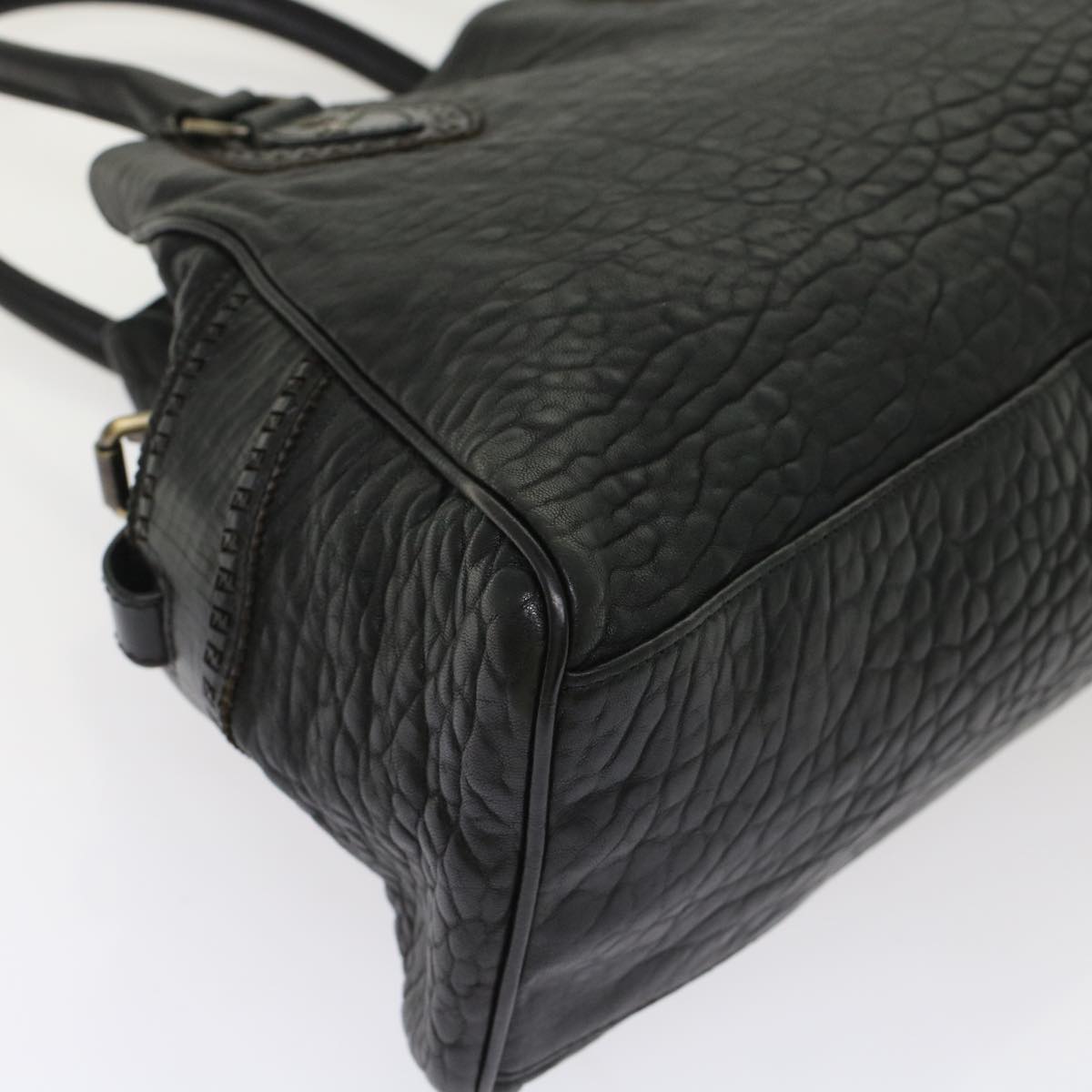 FENDI Shoulder Bag Leather Black Auth bs6922