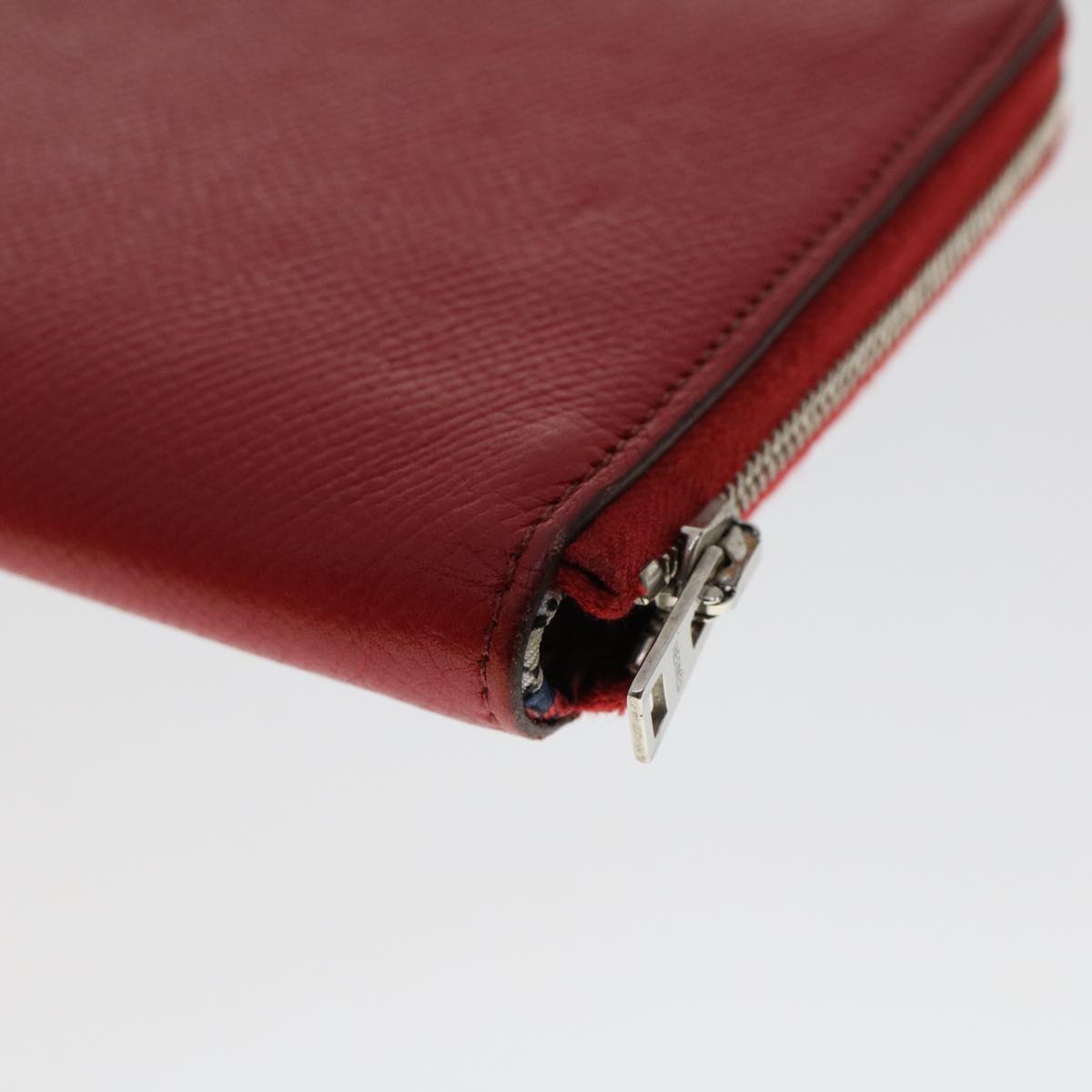 HERMES Wallet Leather 2Set Wine Red Auth bs6969