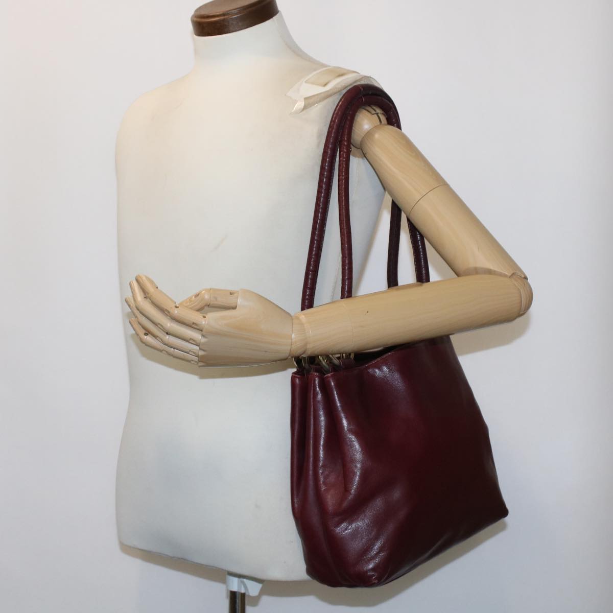BALLY Shoulder Bag Leather Red Auth bs6978