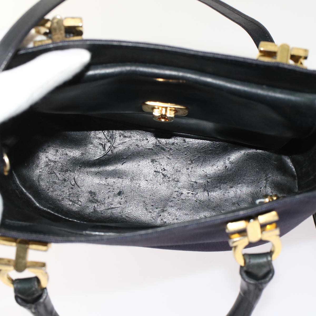 Salvatore Ferragamo Shoulder Bag Leather 2Set Black Auth bs7057