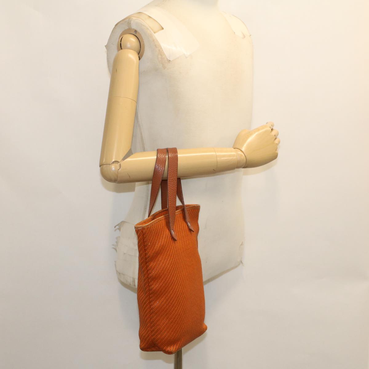 HERMES Amedaba PM Hand Bag Canvas Orange Auth bs7103