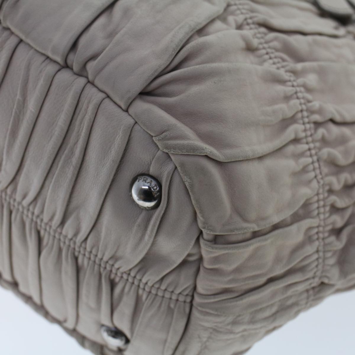 PRADA Shoulder Bag Leather 2way Gray Auth bs7104