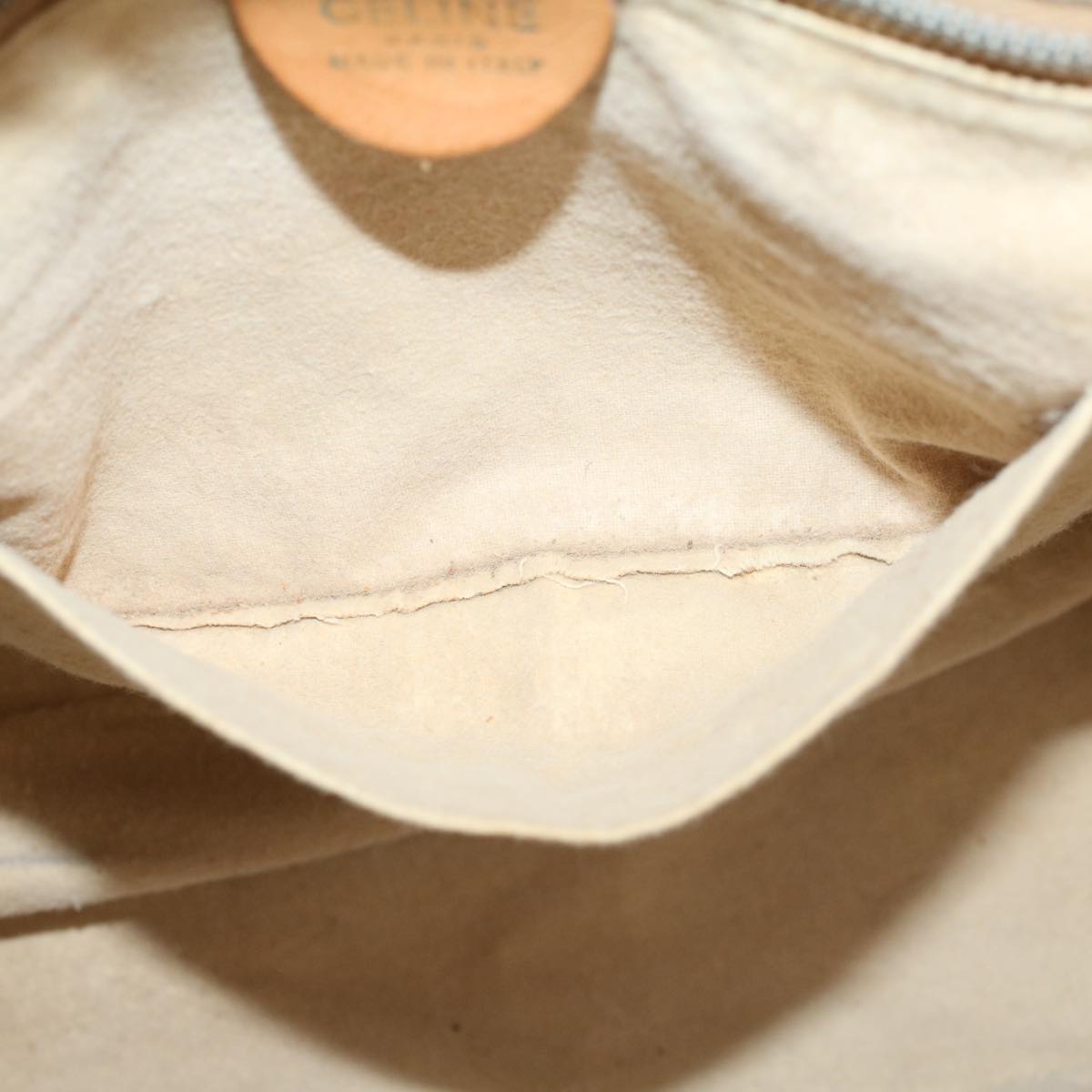 CELINE Macadam Canvas Shoulder Bag PVC Leather Brown Auth bs7113