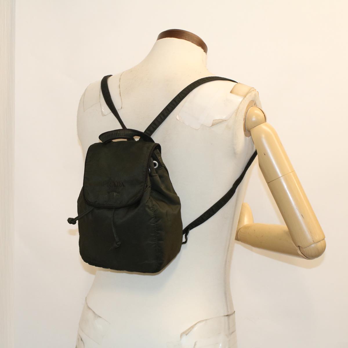 PRADA Backpack Nylon Green Auth bs7118
