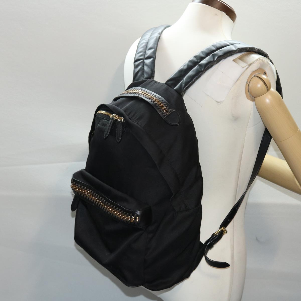 Stella MacCartney Backpack Nylon Black Auth bs7160